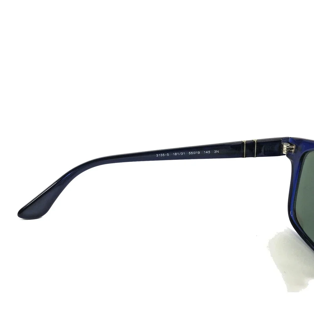 Persol Sunglasses 3135-S 181/31 Polished Blue Rectangle Frames with Green Lenses